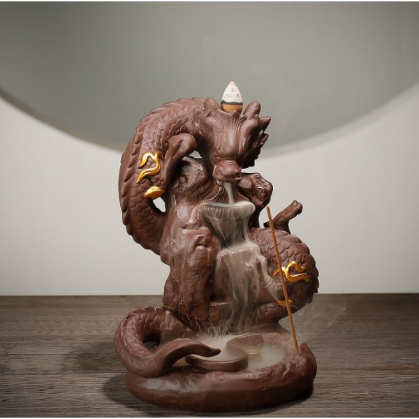 Purple sand dragon smoke backflow incense burner tea ceremony decoration creative dragon incense burner home decoration incense road