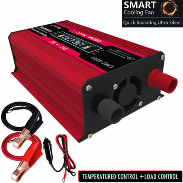 4000W topp effekt modifierad sinusvågsomvandlare LED-display 300W nominell effekt inverter DC 12V till AC 110V/220V omvandlare