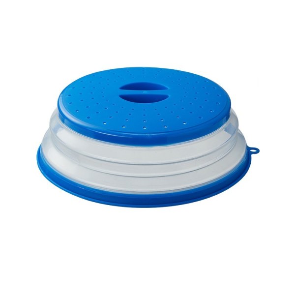 Mikrovågsskållock Hopfällbart silikonskållock med krok (blå)