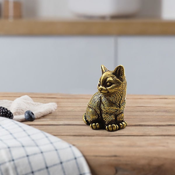 Retro Kissa Figuriinit Pieni Kupari Kissa Patsas Koriste Eläinmalli Figuuri Lelu Kotiin Huoneen Pöydän Sisustus