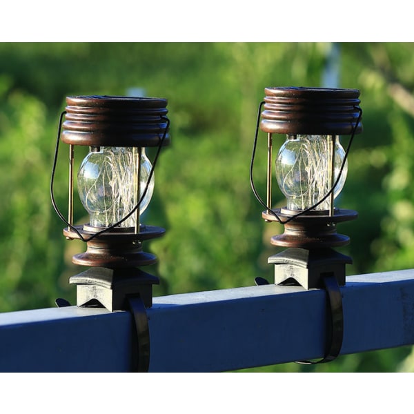 Solcellslampa, trädgård utomhusdekoration vattentät, mörk, automatisk induktion retro LED-ljus (handhållen hängande modell, stjärna varmt ljus),