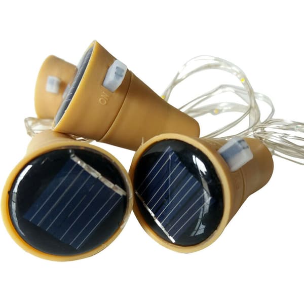 10LED Nattfée Ljus Cool Vit Solcellsdriven Vinflaskkork