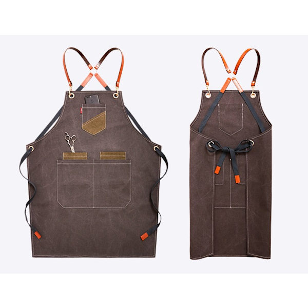 Förkläde Kökskock Kaffebutik Mjölktebutik Bageri Barber Shop Manikyr Arbetskläder för Män och Kvinnor (Grå, 78*56cm)