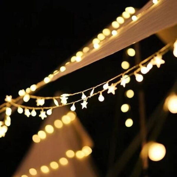 Stämningsljus utomhus Camping Juldekoration Layout Födelsedagsljus med LED-ljus Varmvit 10m 80 Ljus-Batteri