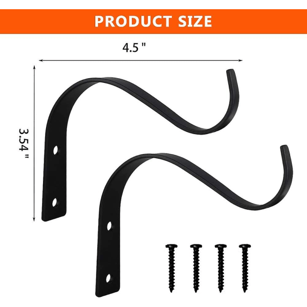 Väggmonterad Växtkrok, Växtkrok, 2 Svarta Väggkrokar, Lämplig För Inomhus Och Parker, Hängande Blomkrukor, Lyktor
