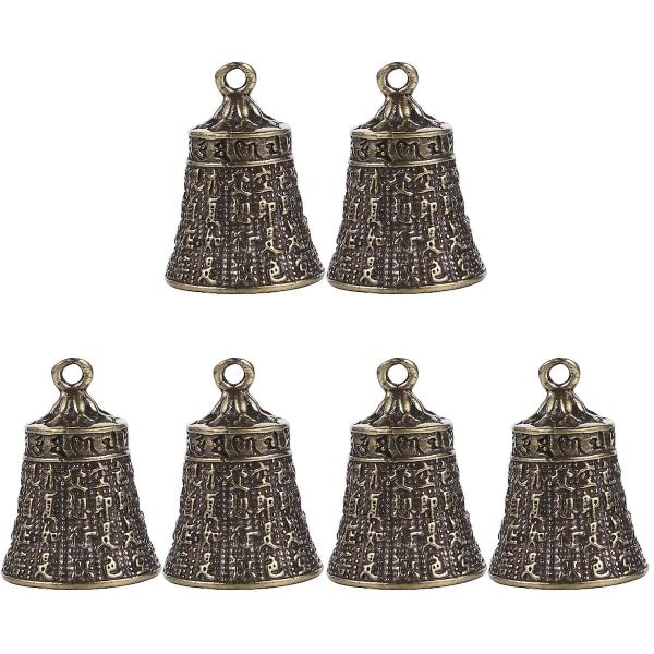 6 stk Heart Sutra Bell Anheng Vintage Messing Bells Diy nøkkelring tilbehør