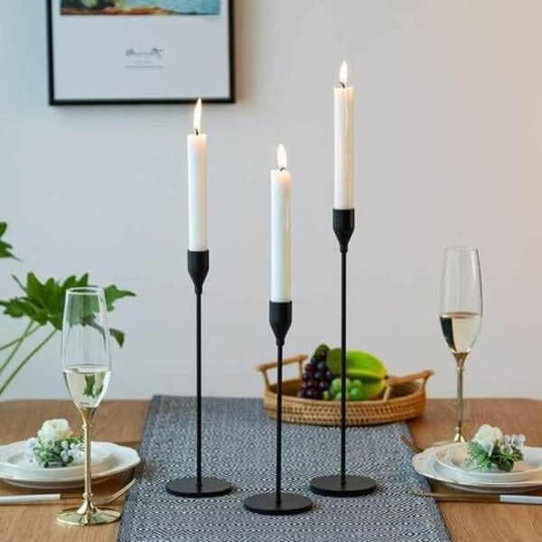 Black Candle Holders, Single Head Wrought Iron Taper Candle Holder, Candle Holders Centerpieces Candlelight Dinner Ornam