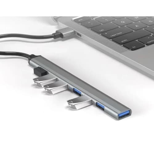 USB-keskitin 7 porttia | USB A - 1x USB 3.2 ja 6x USB 2.0 harmaa