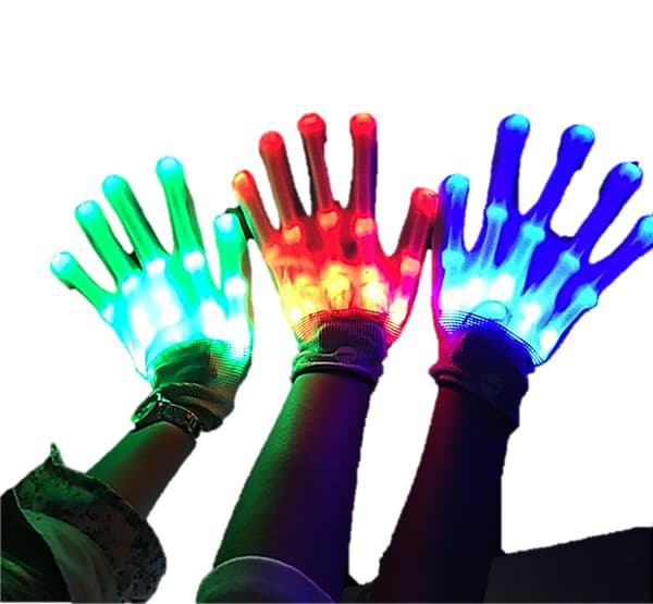 LED-Handskar, LED Flerfärgade Blinkande Handskar, Blinkande Skelett