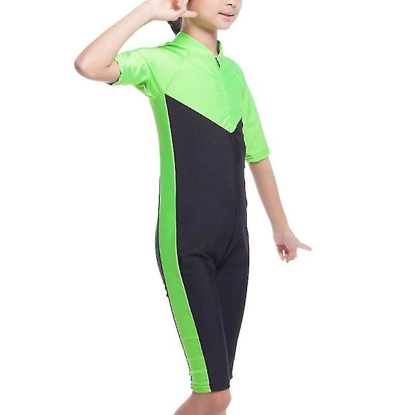 Muslimsk baddräkt för flickor, heltäckande, arabisk, islamisk, blygsam burkini, strandkläder Green 4-5 Years
