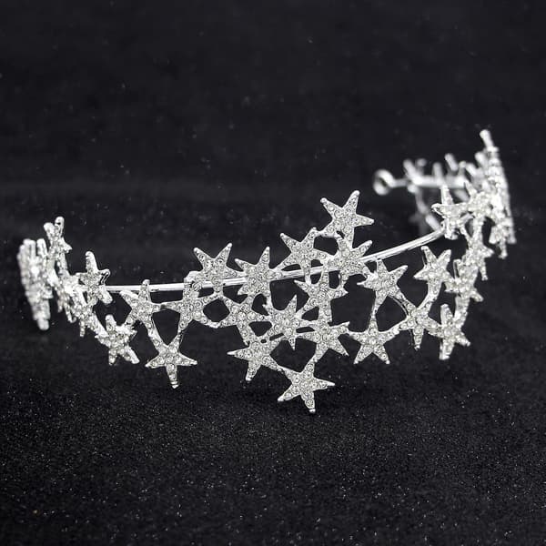 Stjernerhinestone Hårbånd Med Halvsirkelformet Design Justerbar Elegant Lett Langvarig For Gold