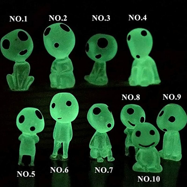 10 Trädälvor Figurer Prinsessan Mononoke Lysande Trädälvor Dockor Ornament Ande Kodama Krukväxt Dekoration Micr