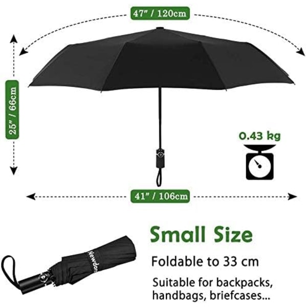 Lommelomme Paraply Vindtæt Paraply Stormresistent Automatisk Åben-Luk Vandafvisende Nylon Paraply Lille Letvægts Kompakt 10 Ribber Rejse Golf Paraply