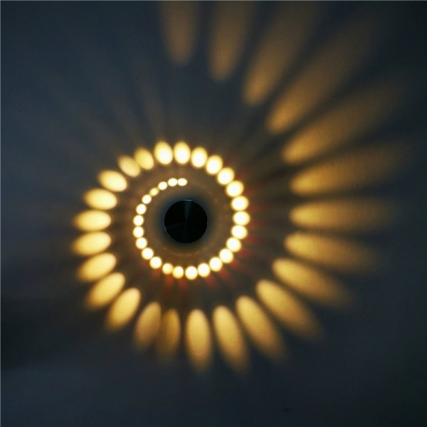 Varmvitt ljus utanpåliggande 3wled modern inomhusvägglampa kreativ spiralljus, för inomhus och utomhus