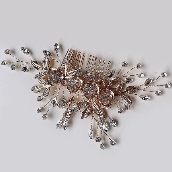 Blomma Insert Kam Strass Inläggning Vintage Elegant Handgjord hårkam För Kvinnor Bröllopsfest Silver