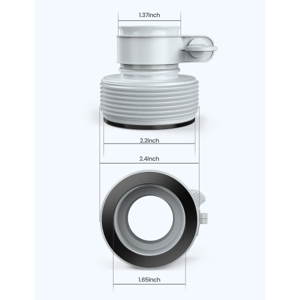 Typ B Slangadapter för Pumpar, 2-pack, Pool Slangadapter för 1,5 tum och 1,25 tum Kopplingar