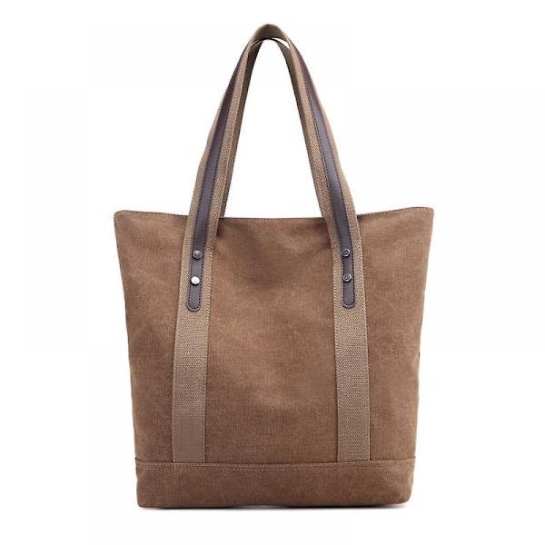 Kvinder&#39;s Lærred Skuldertasker Retro Casual Håndtasker Arbejde Taske Tote Punge A916-354 brown