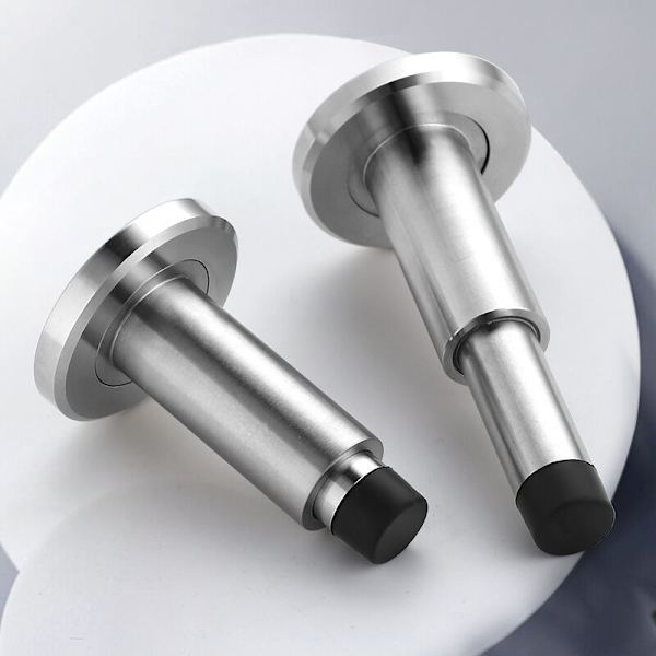 Deluxe justerbar solid 304 rustfri stål dørstopper + kraftig gummi dørkofanger