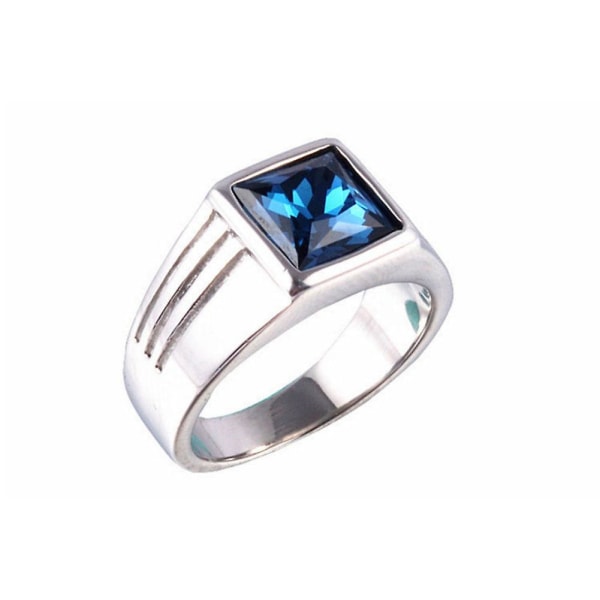 Nydelig blå firkantet rhinestone-bryllup-ring for menn, størrelse 7-11 11