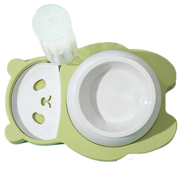Panda Bowl Katt Dubbel Skål Automatisk Husdjursmatare Dryckare Fresh Green Ceramic Bowl