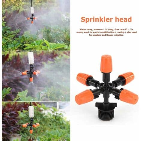 Pieces Garden Sprayer 5 Head Automatic Greenhouse Watering Water Flow Adapter, Multi-Directional Atomizing Nozzle with 1