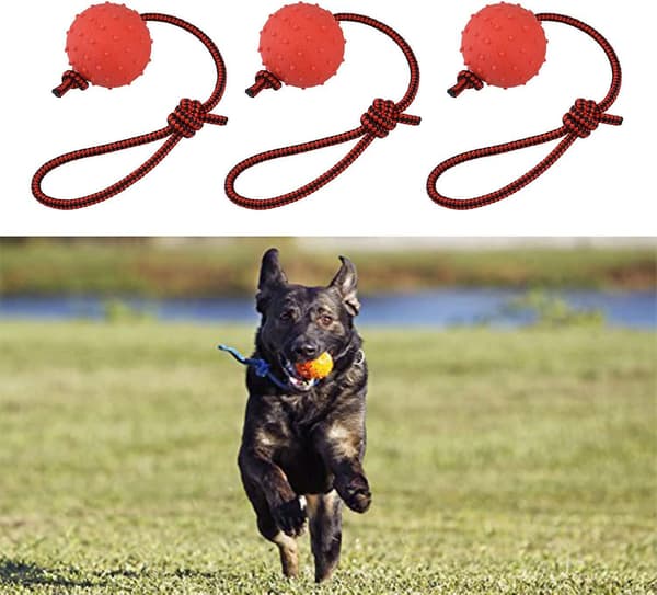 3 Stykker Gummi Tyggelegetøj Til Katte, Hundetræningsbold Med Elastisk Reb