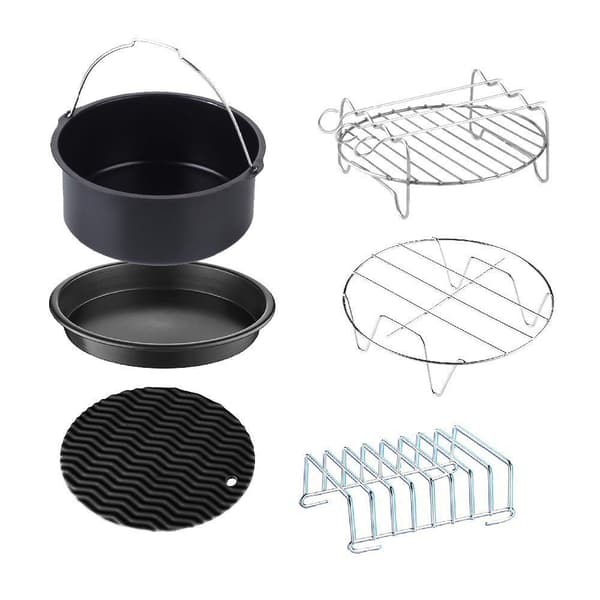 Tilbehør til airfryer - kageform, pizzabakke, 6 dele sæt