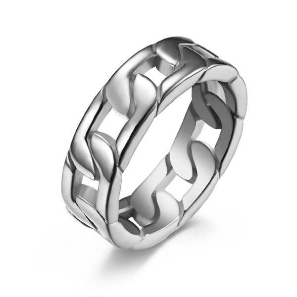 Hip Hop Style Finger Ring Kedja Form Design Inte lätt att bryta Smycken Unisex Twist Ring För Fest Stainless Steel US 12