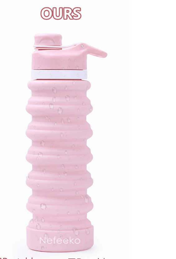 Hopfällbar vattenflaska 300 ml kapacitet silikon vattenflaska utomhus resor ridning vattenflaska hopfällbar vattenkopp (rosa)