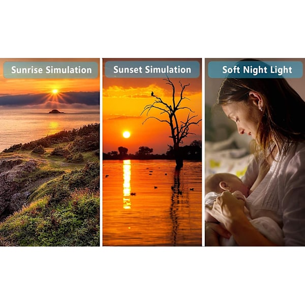 Dawn Light Vækkeur til Børn, Tung Sovende, Dawn Simulation Soveværelse, Søvnhjælp, Dobbelt Vækkeur, FM Radio, Snooze,
