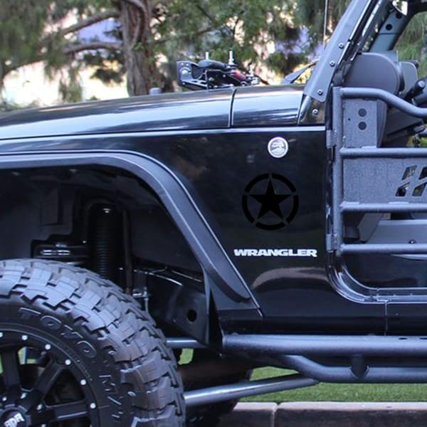 (Sort, 20 Cm) Off Road Stickers Stjerner Militær US Army