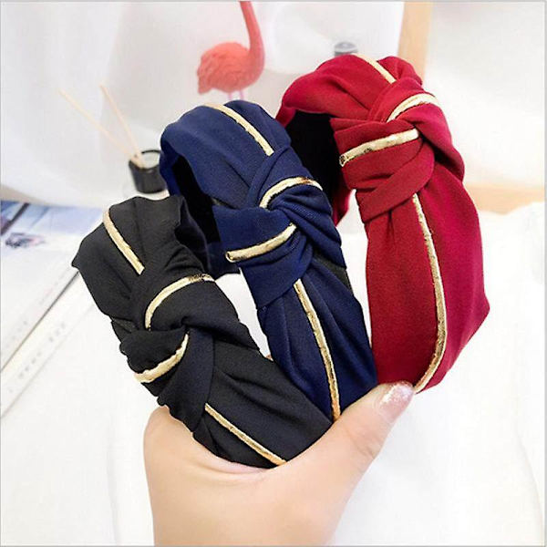 Cutewomen2020 Bando R Wanita, Ikat Kepala Pita Simpul Silang Lebar, Bando Rambut Kuning
