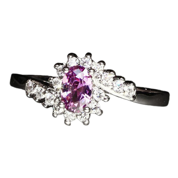Smycke Ring Geometrisk Fint Utförande Utsökt Glansigt Kubisk Zirkon Ring För Fest Purple US 9
