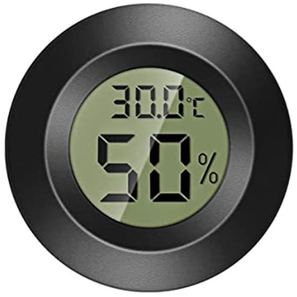 Reptil Akrylboks Elektronisk Thermo-Hygrometer, Rund (Sort)
