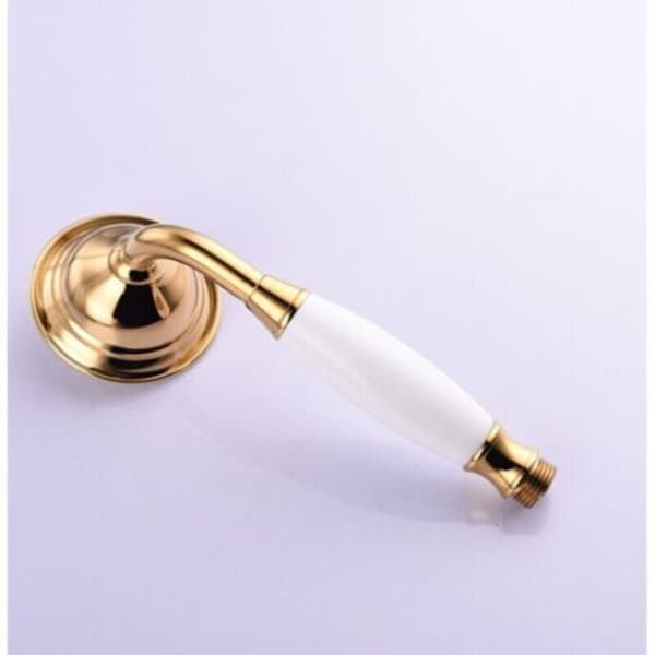 Guld keramisk messing brusehoved – Rund håndbruser – Rustbestandig – Behagelig vandstrøm – Nem installation
