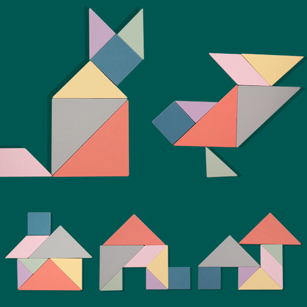Rosa magnetisk Tangram-pussel,