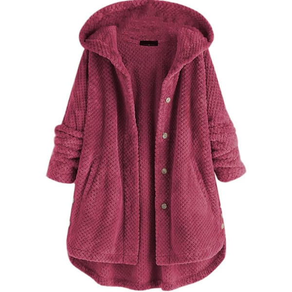 Burgundy XXL plus-size vändbar fleecehuvtröja för kvinnor Wine red XXL