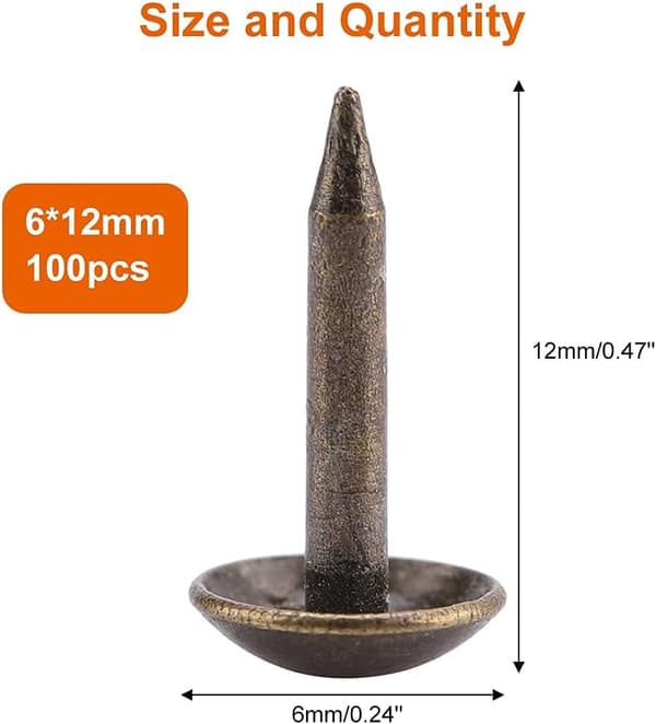 100 stk. blanke boble-negle 6 * 12 mm antikke sofa-negle