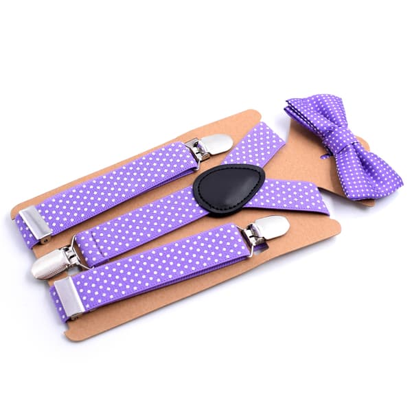 Suspenders og Butterfly-Slips Set - Elastisk Polka Dot Print - Mænd