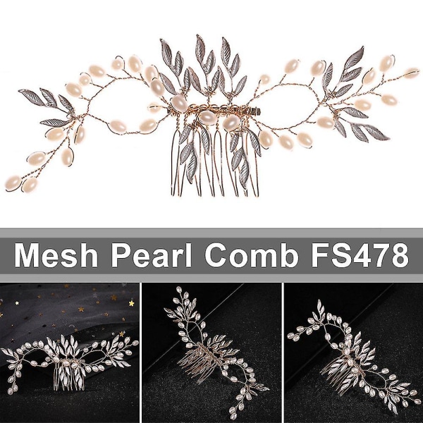 Pearl Hair Comb Huvudbonad Handgjord Mesh Pearl Beads Headpieces Hårtillbehör