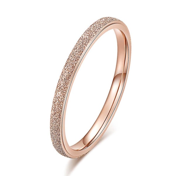 Glitter Mat Slim Bånd Titan Stål Finger Ring Brude Bryllup Smykker Gave Rose Gold US 4 2mm