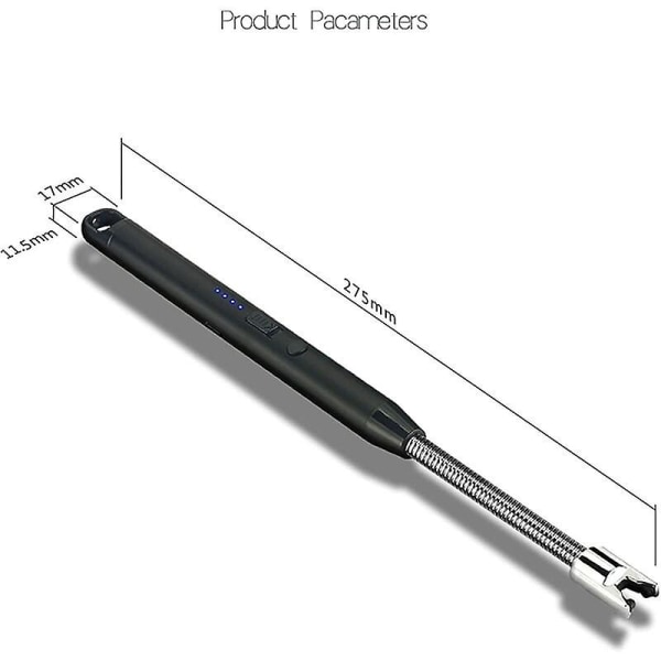 Elektrisk Ljusställare, USB Laddningsbar Elektrisk Tändare Elektronisk Bågtändare Med 360 Slang Vindtätt Svart Affärs
