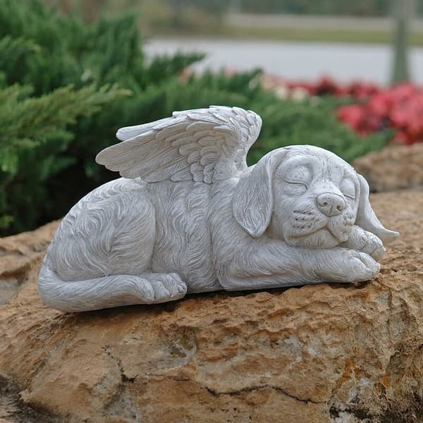 Kjæledyr Engel Hund Æresstatue Gravstein, 12cm, Polyresin