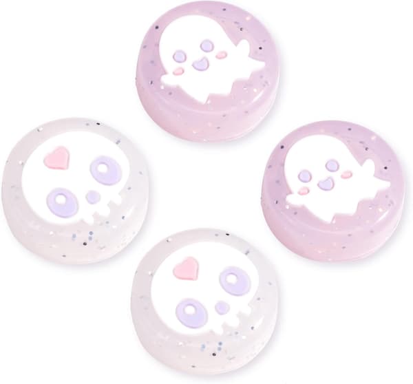 Ghost Thumb Grips - Halloween Gothic Clear Glitter Gamepad