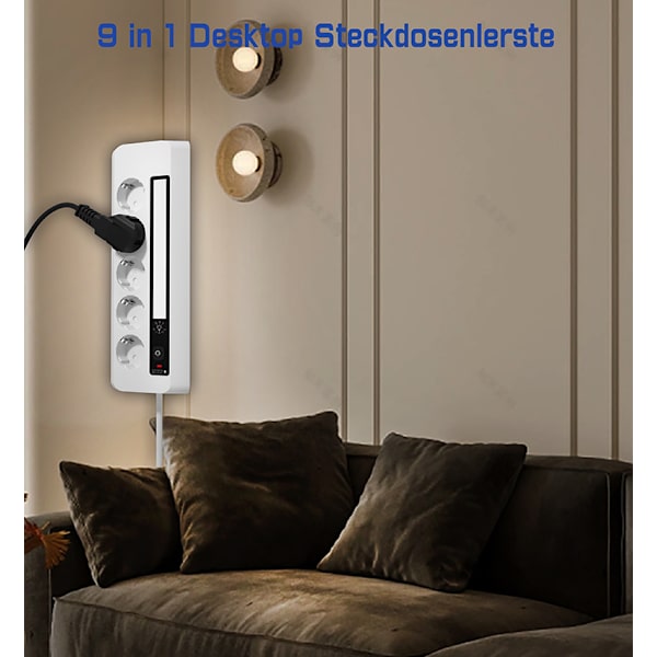 5-vägs grenuttag, 1,8 m kabel, vit, medium