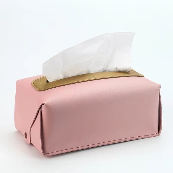 1 st (Rosa) PU Läder Förtjockad Vattentät Tissue Box