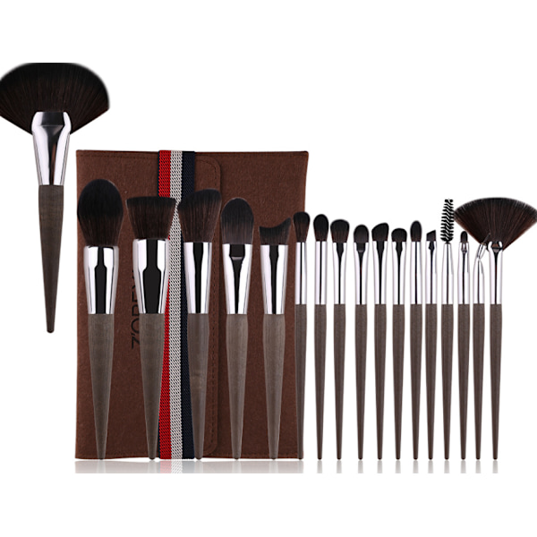 ZZ182 18-delt makeupbørste sæt med taske,