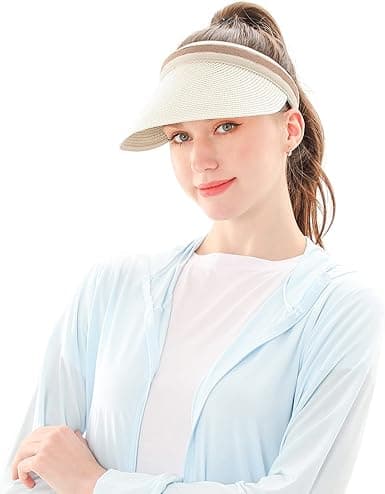 Sommerhatt for kvinner med stor brem, strandhatt, hattomkrets 55 - 58 cm