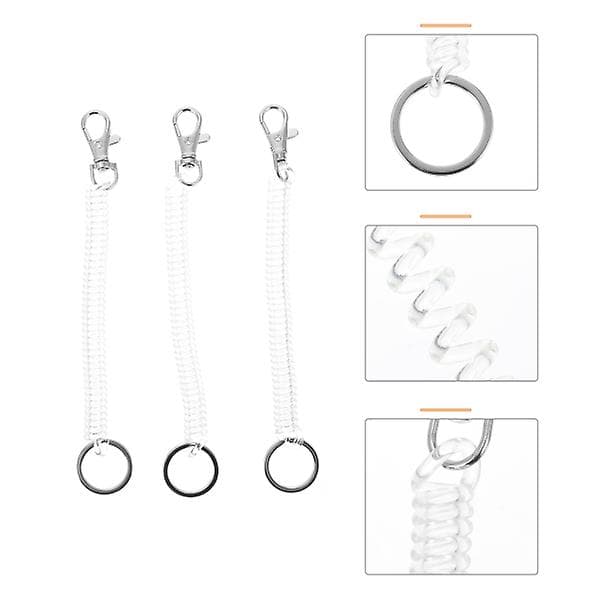 3-pack Elastiska Nyckelringar Spiral Sträckbara Nyckelband Fjäder Spiral Nyckelring