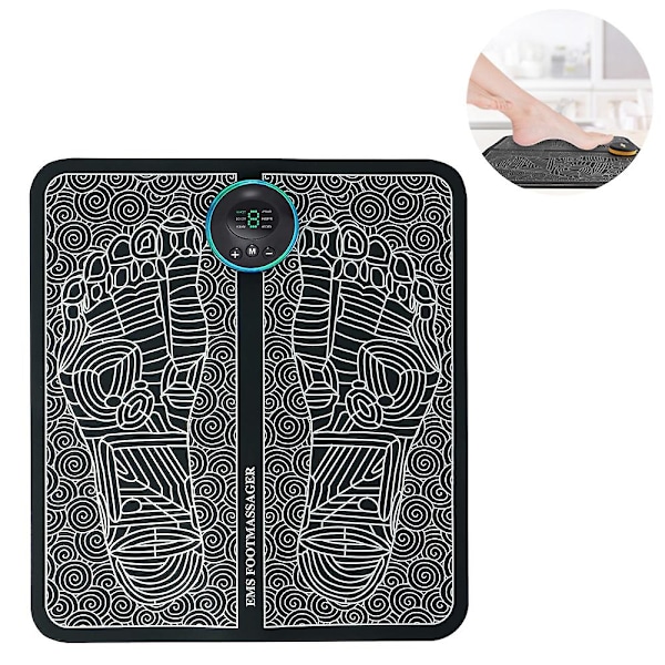 Elektrisk Fodmassager, Ems Fodpuder, Benformens Omformning, 6 Ems Pulstilstande, 9 Styrker, Bioelektrisk Massage, Foldbar Bærbar Måtte Usb Genopladelig